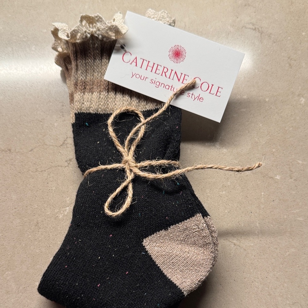 Catherine Cole Black and Tan Socks NWT